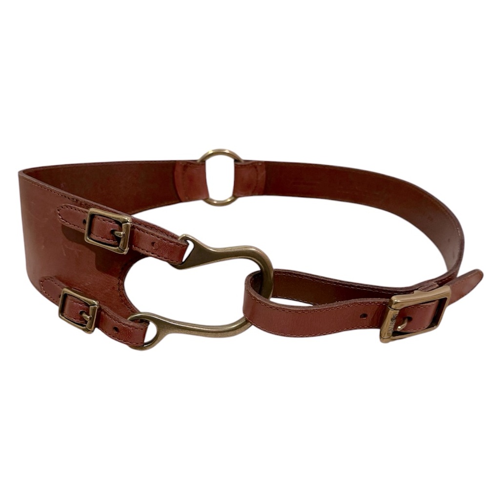 Lauren Ralph Lauren Brown Leather Equine-Inspired Belt with Gold Hardware